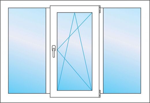 Трехстворчатое окно 1800*1400 из профиля Veka Softline 82. Одна створка